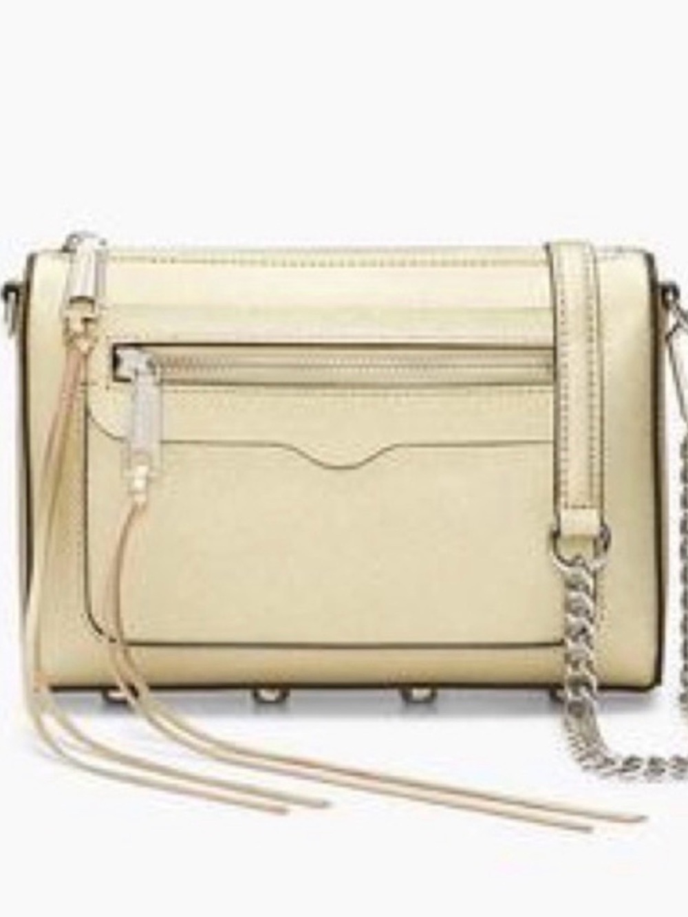 Rebecca Minkoff Avery Leather Crossbody in Champagne with Chain Strap